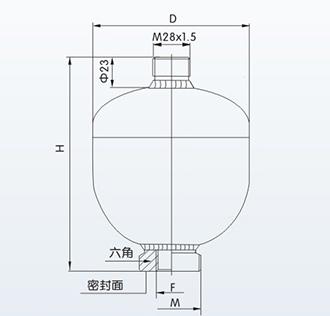 GXQ系列隔膜式蓄能器內(nèi)部結構及外形尺寸